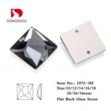 DZ 1072 with 2 hole square shape crystal flat back stone 